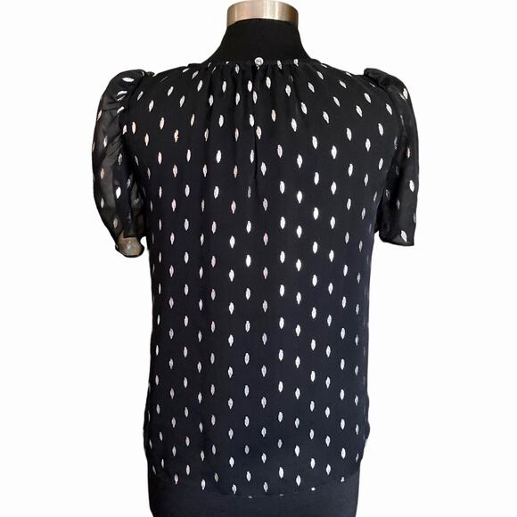 1 State Black Metallic Silver Foil Print Top SM Sheer Fairy Romantic Goth Witchy - Picture 5 of 8